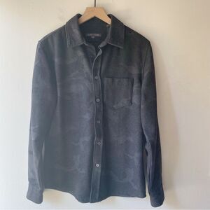 slate & stone carl gray black camo wool blend button up shirt